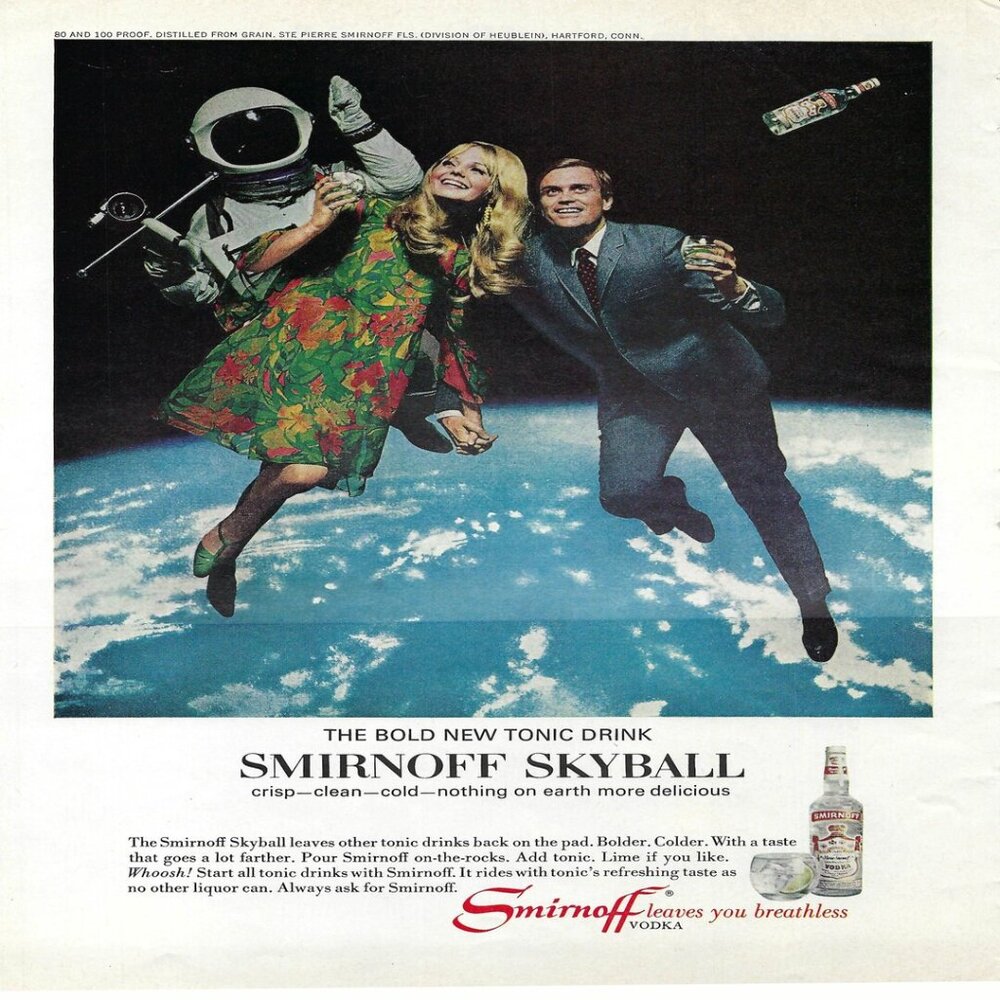 1967 Smirnoff Skyball Vodka Tonic Drink Space Vintage Magazine Print Ad/Poster